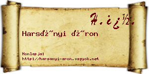 Harsányi Áron névjegykártya